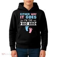 Either Way It Goes I'm The Big Bro Gender Reveal Brother Kids Hoodie thumb 4