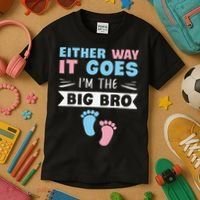 Either Way It Goes I'm The Big Bro Gender Reveal Brother Kids T-Shirt thumb 3