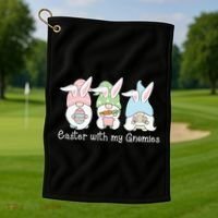 Easter With My Gnomies Cute Spring Golf Towel thumb 1