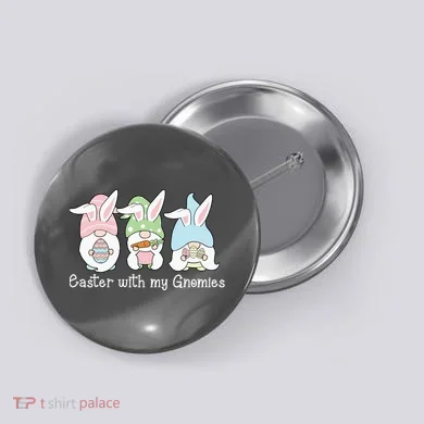 Easter With My Gnomies Cute Spring Button
