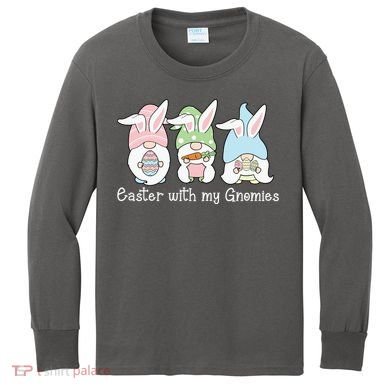 Easter With My Gnomies Cute Spring Kids Long Sleeve Shirt