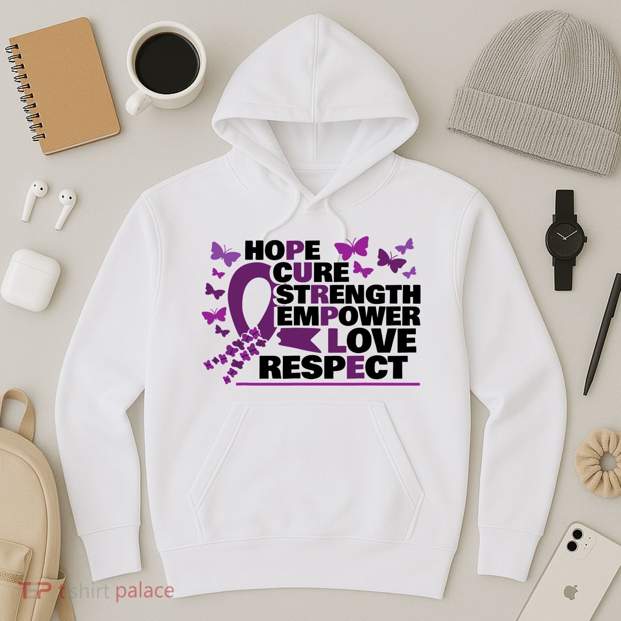 Epilepsy Warrior Purple Ribbon Butterfly Hoodie