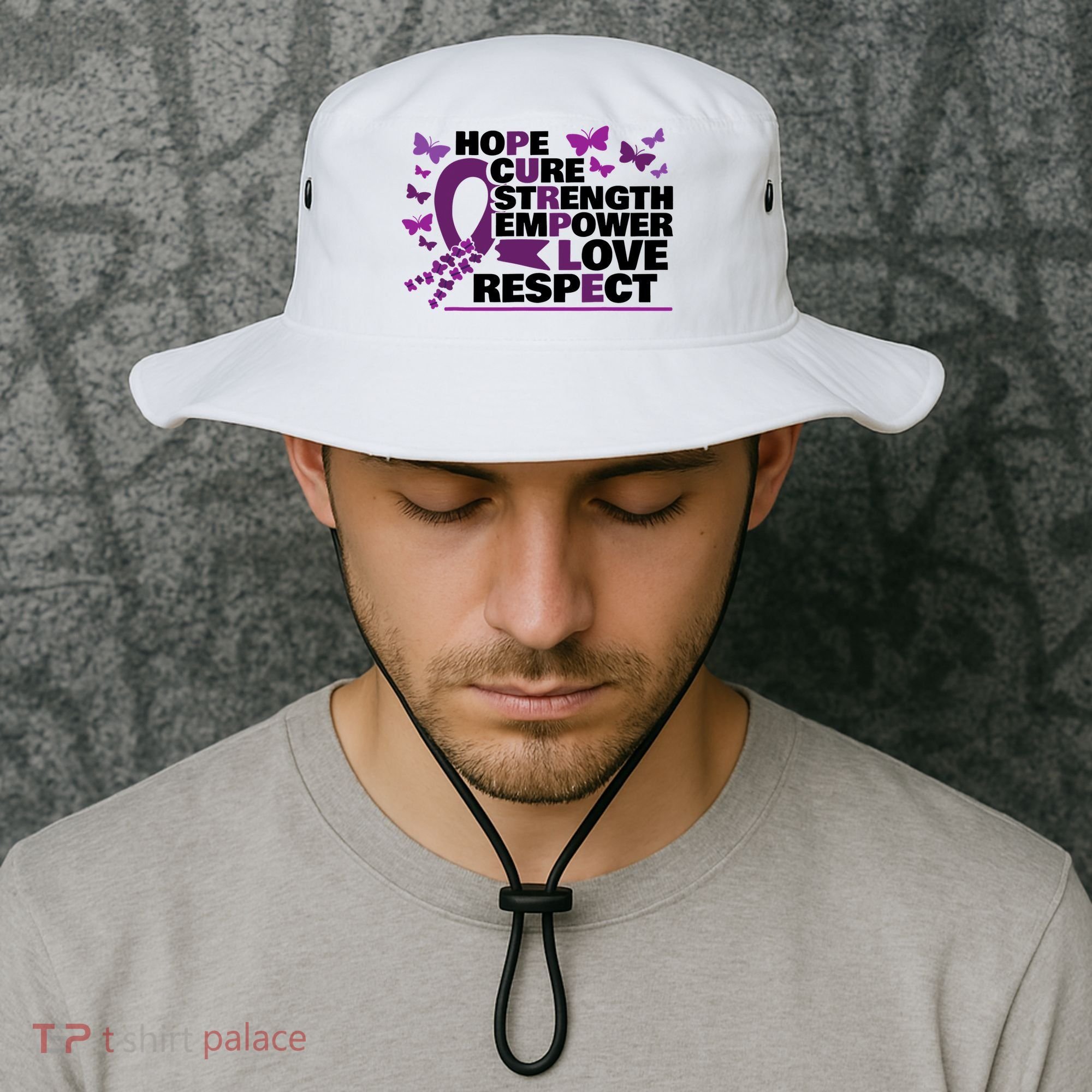 Epilepsy Warrior Purple Ribbon Butterfly Bucket Hat