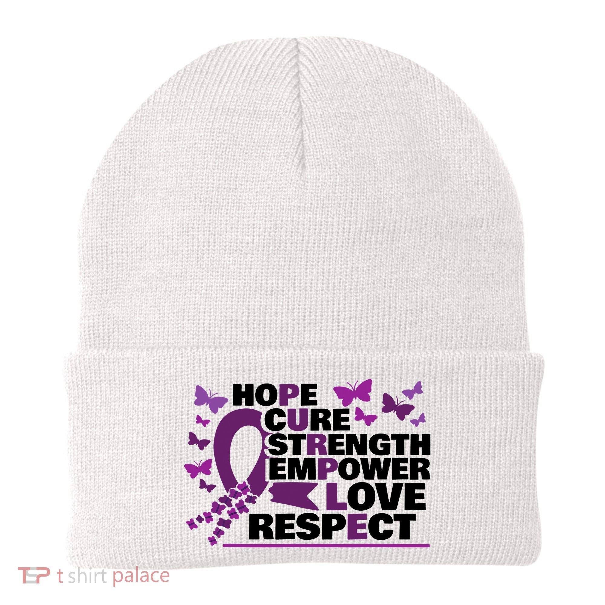 Epilepsy Warrior Purple Ribbon Butterfly Beanie
