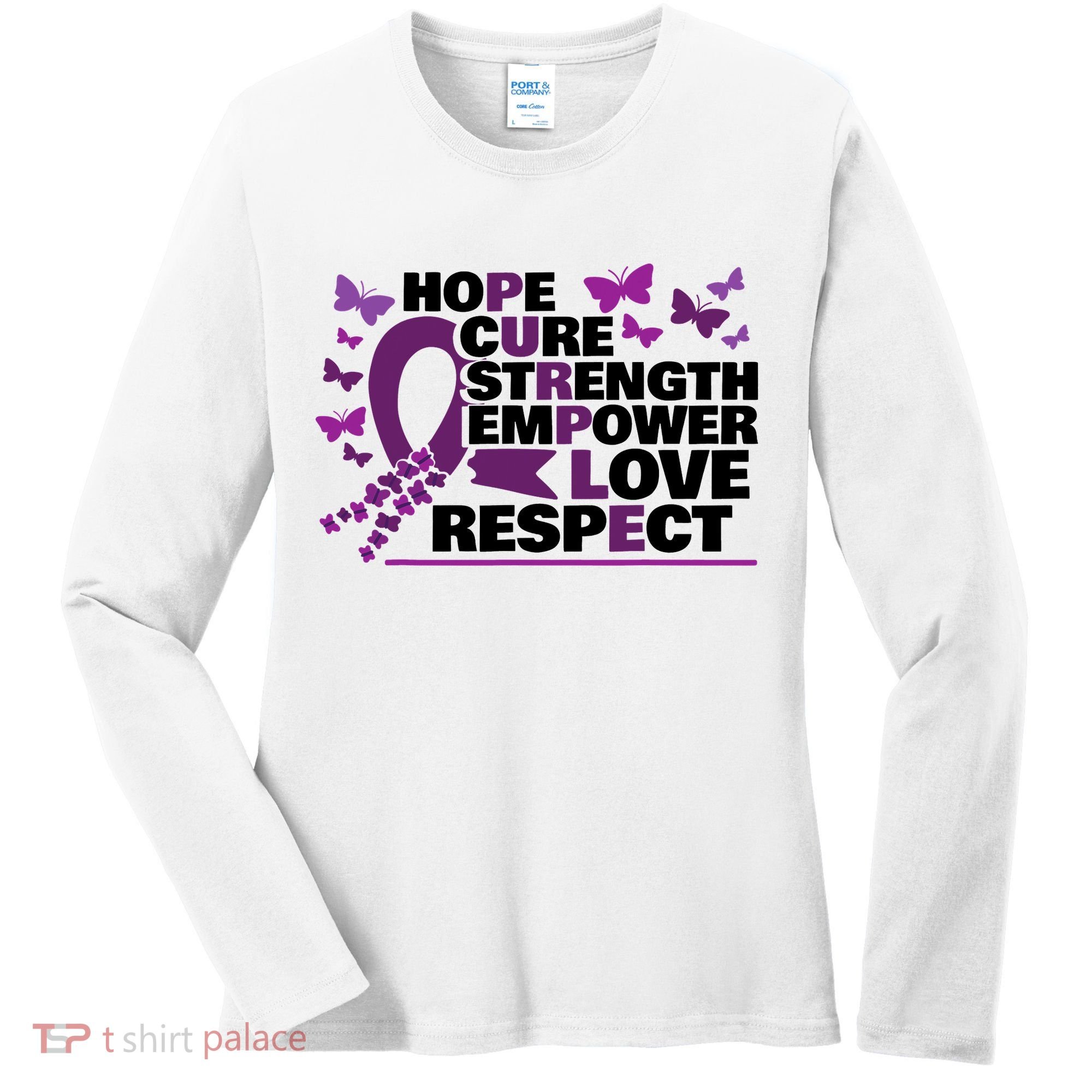 Epilepsy Warrior Purple Ribbon Butterfly Women's Long Sleeve Shirt