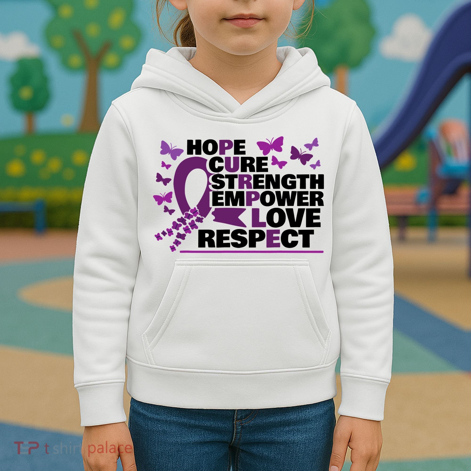 Epilepsy Warrior Purple Ribbon Butterfly Kids Hoodie
