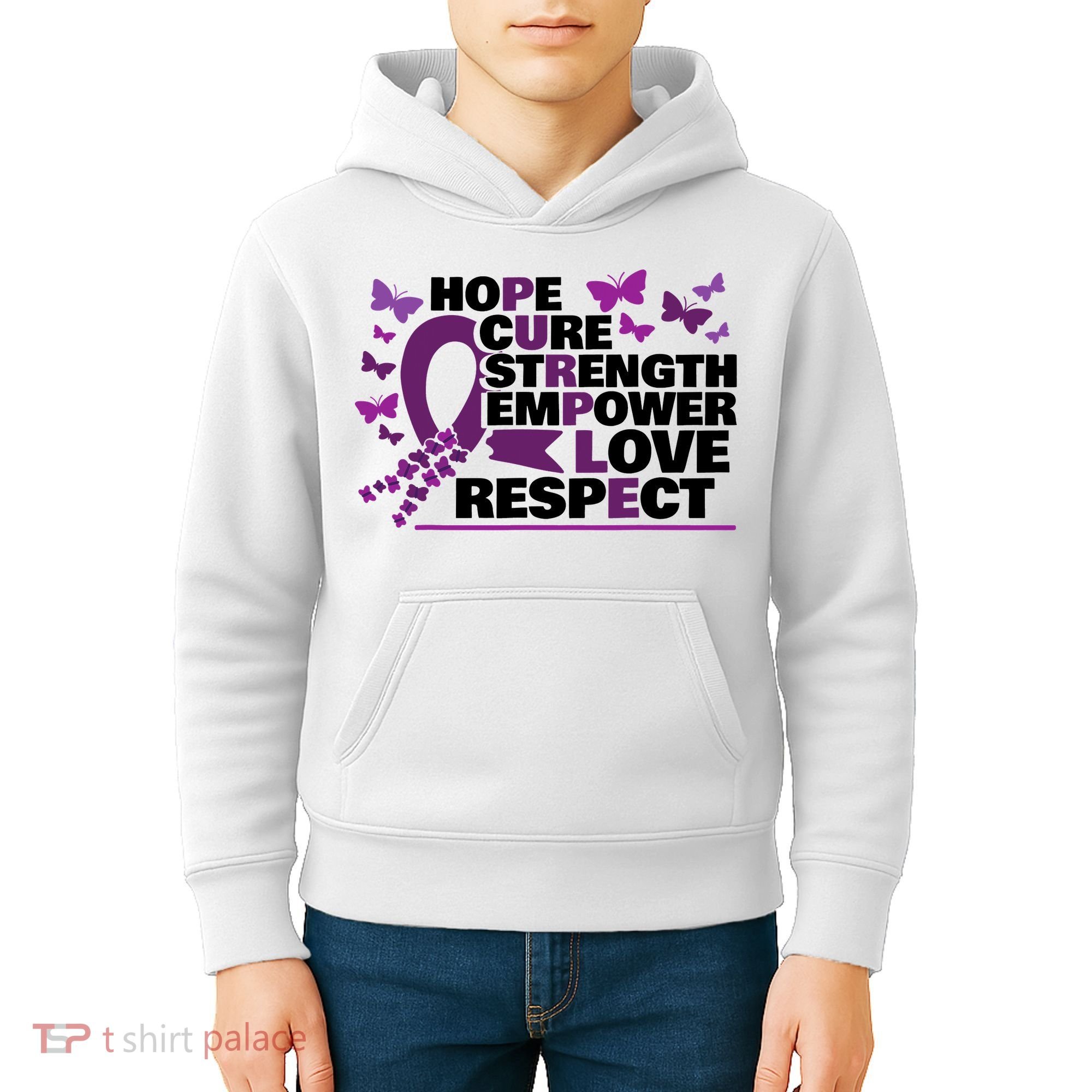 Epilepsy Warrior Purple Ribbon Butterfly Kids Hoodie