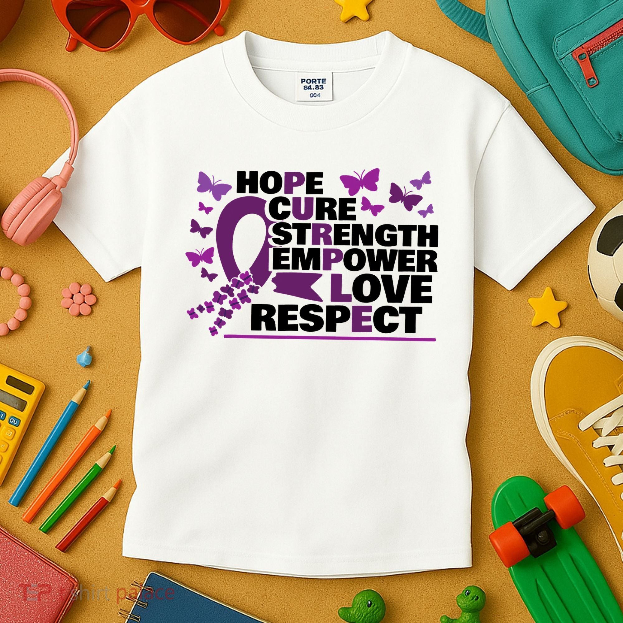 Epilepsy Warrior Purple Ribbon Butterfly Kids T-Shirt