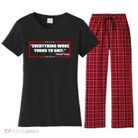 Everything Woke Turns To Shit Women's Flannel Pajama Set thumb 0