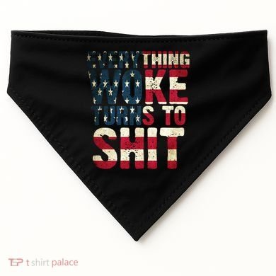 Everything Woke Turns To Shit USA Flag USA-Made Doggie Bandana