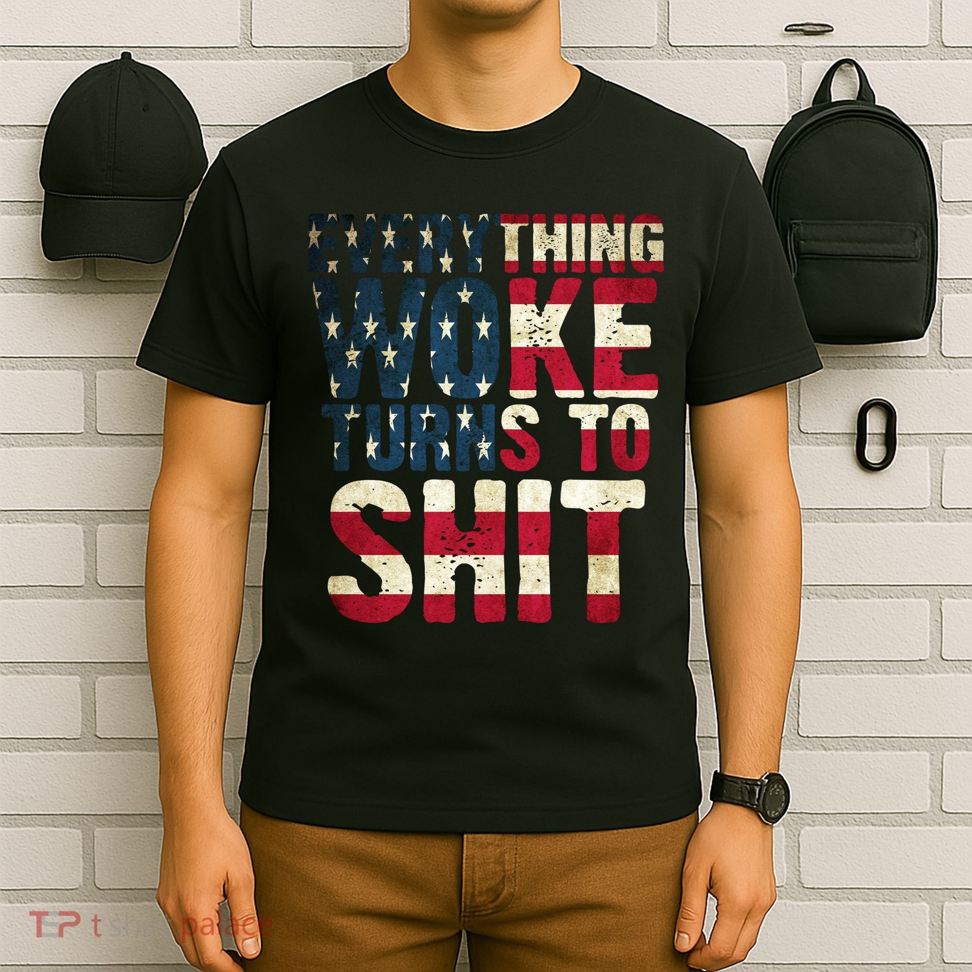 Everything Woke Turns To Shit USA Flag T-Shirt