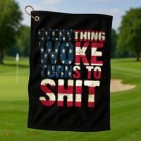 Everything Woke Turns To Shit USA Flag Golf Towel thumb 1