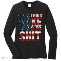 Everything Woke Turns To Shit USA Flag Women's Long Sleeve Shirt thumb 0