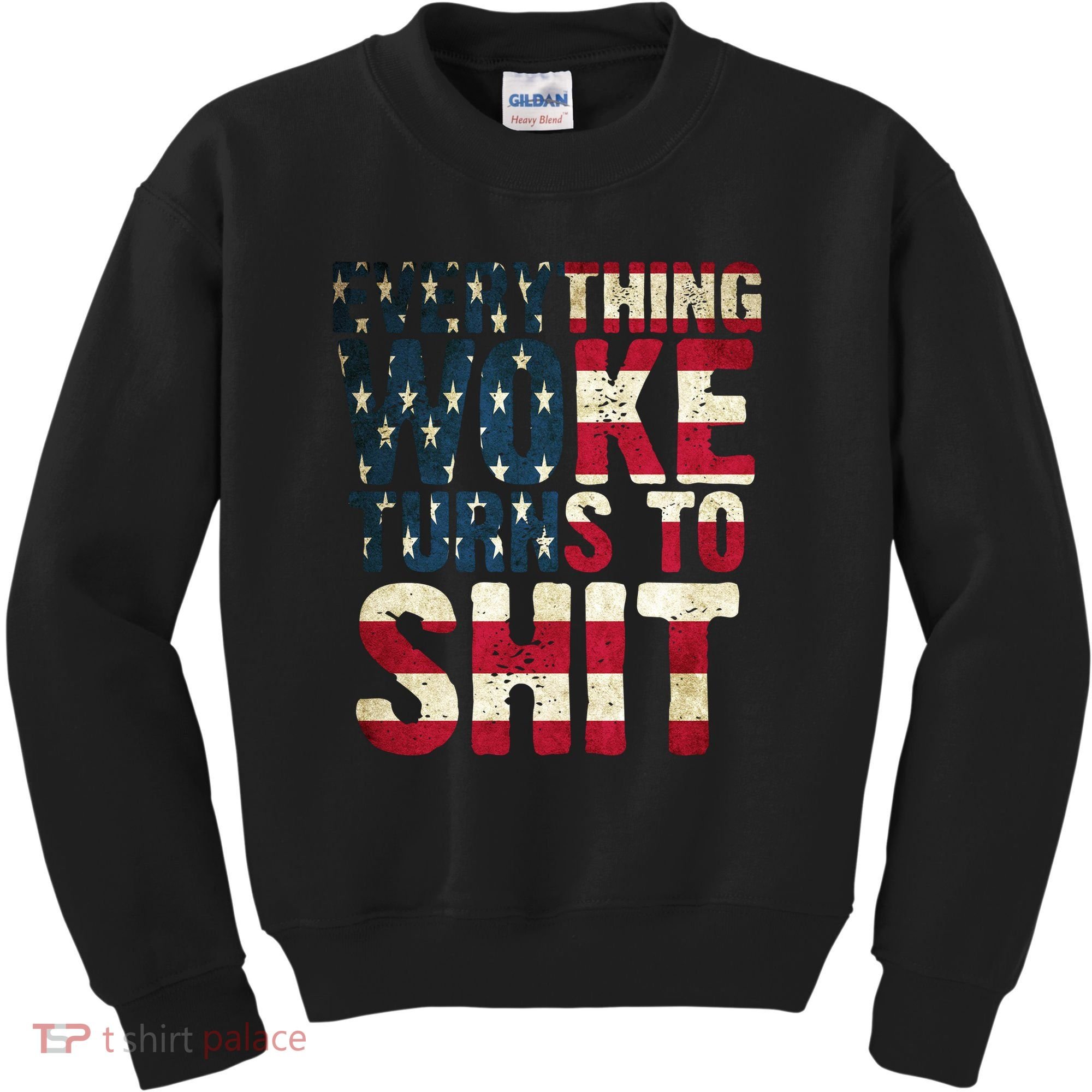 Everything Woke Turns To Shit USA Flag Kids Sweatshirt