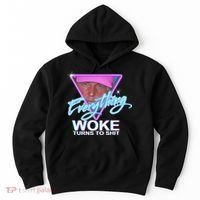 Everything Woke Turns To Shit Donald Trump Retro 80s Hoodie thumb 0