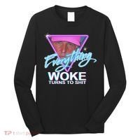 Everything Woke Turns To Shit Donald Trump Retro 80s Long Sleeve Shirt thumb 0