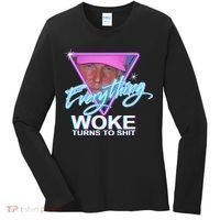 Everything Woke Turns To Shit Donald Trump Retro 80s Women's Long Sleeve Shirt thumb 0