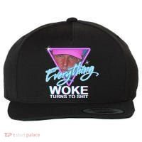 Everything Woke Turns To Shit Donald Trump Retro 80s Wool Snapback Cap thumb 0