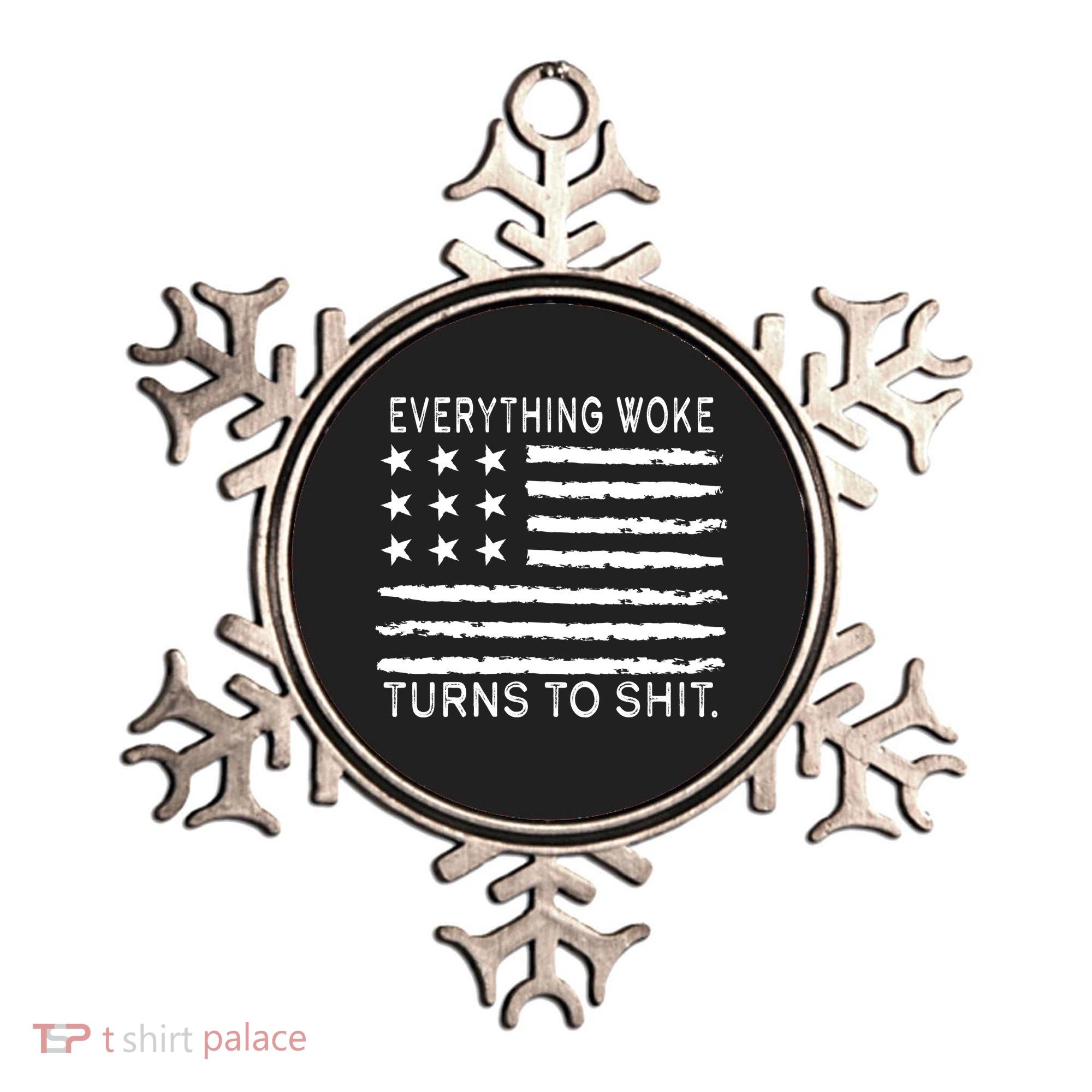 Everything Woke Turns To Shit American Flag Ornament
