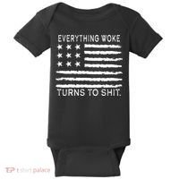 Everything Woke Turns To Shit American Flag Baby Bodysuit thumb 0