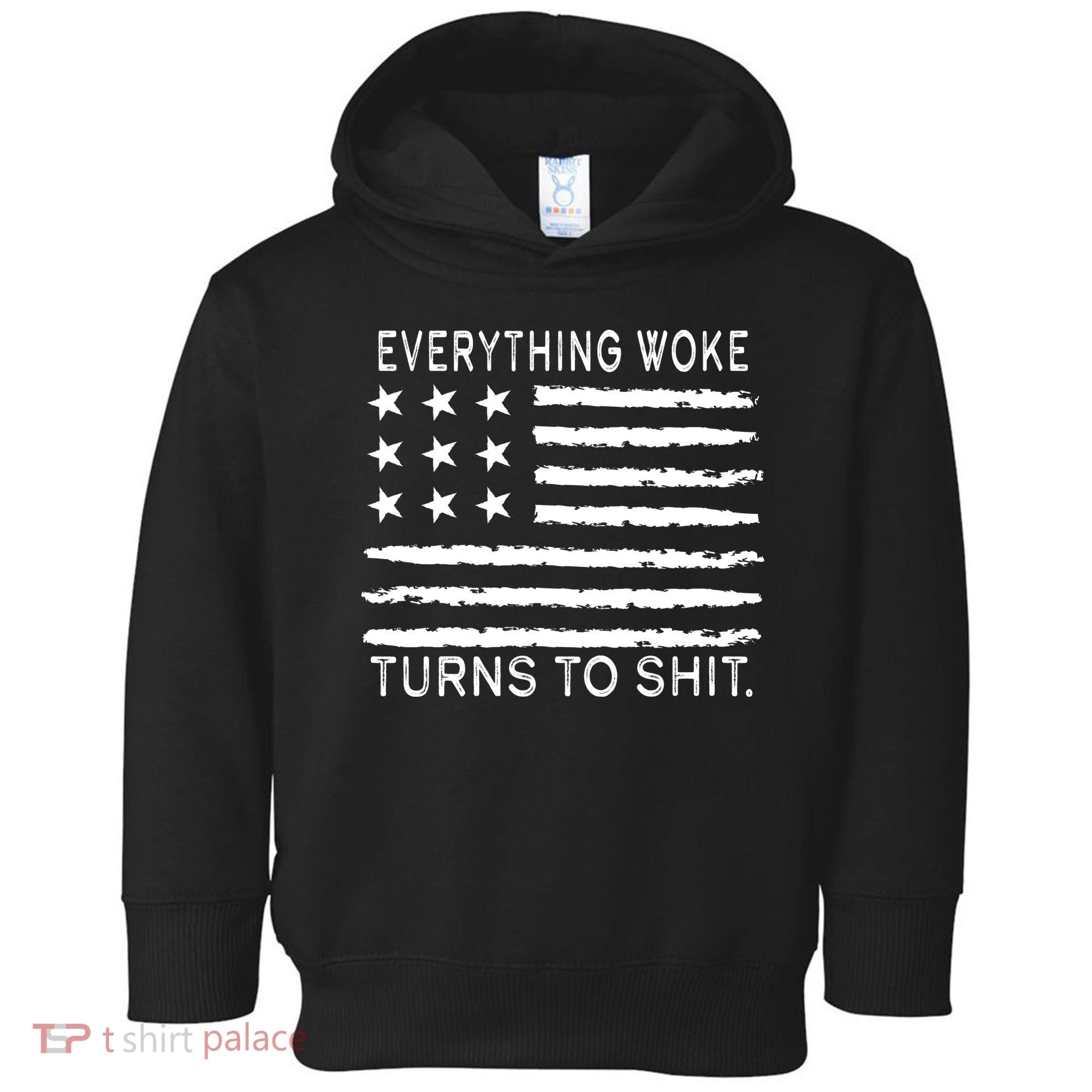 Everything Woke Turns To Shit American Flag Toddler Hoodie