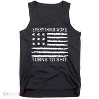 Everything Woke Turns To Shit American Flag Tank Top thumb 0