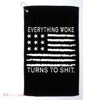 Everything Woke Turns To Shit American Flag Golf Towel thumb 0