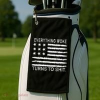 Everything Woke Turns To Shit American Flag Golf Towel thumb 2