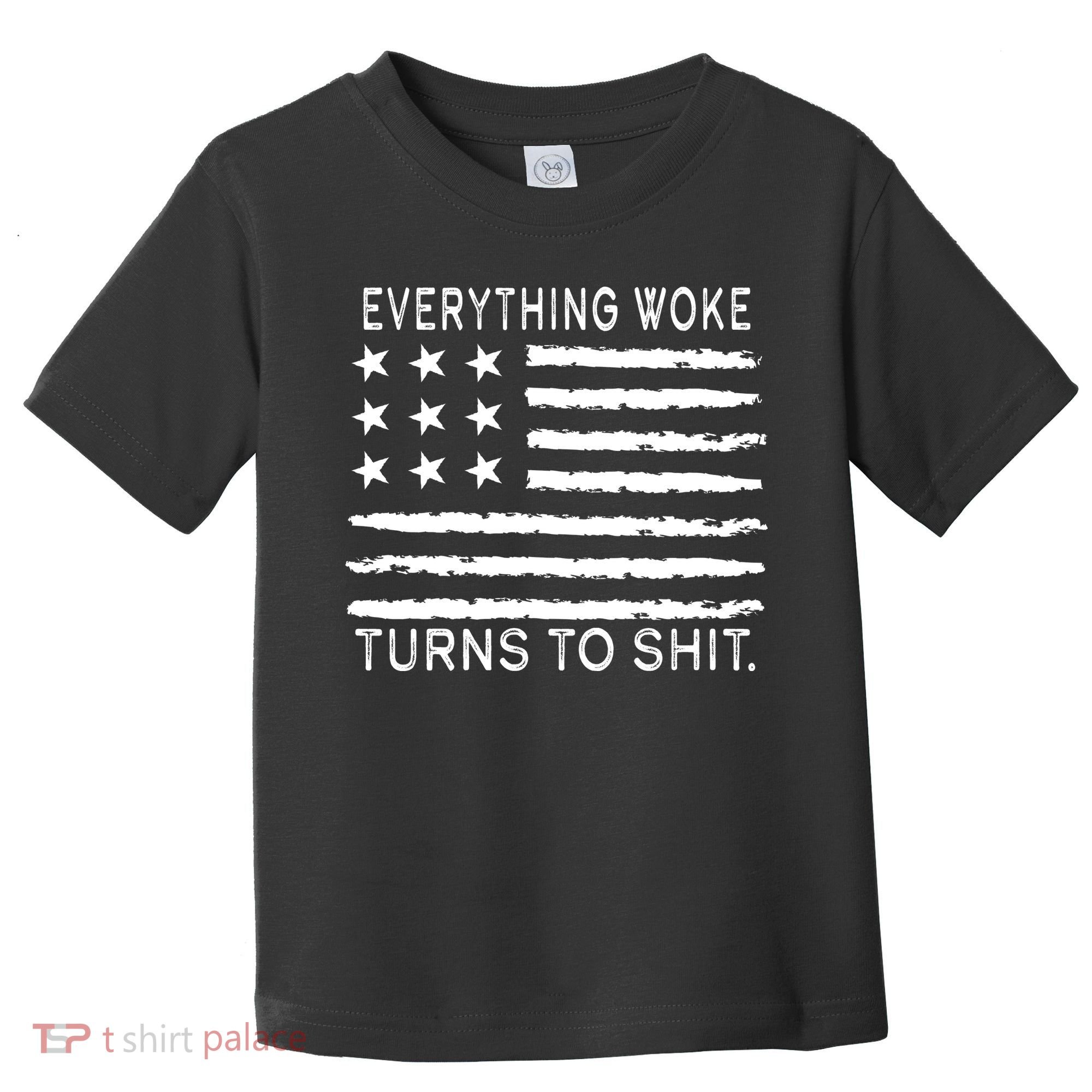 Everything Woke Turns To Shit American Flag Toddler T-Shirt