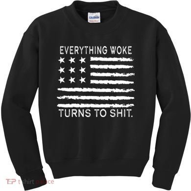 Everything Woke Turns To Shit American Flag Kids Sweatshirt