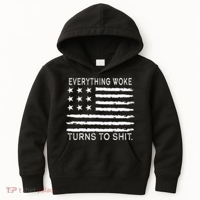 Everything Woke Turns To Shit American Flag Kids Hoodie