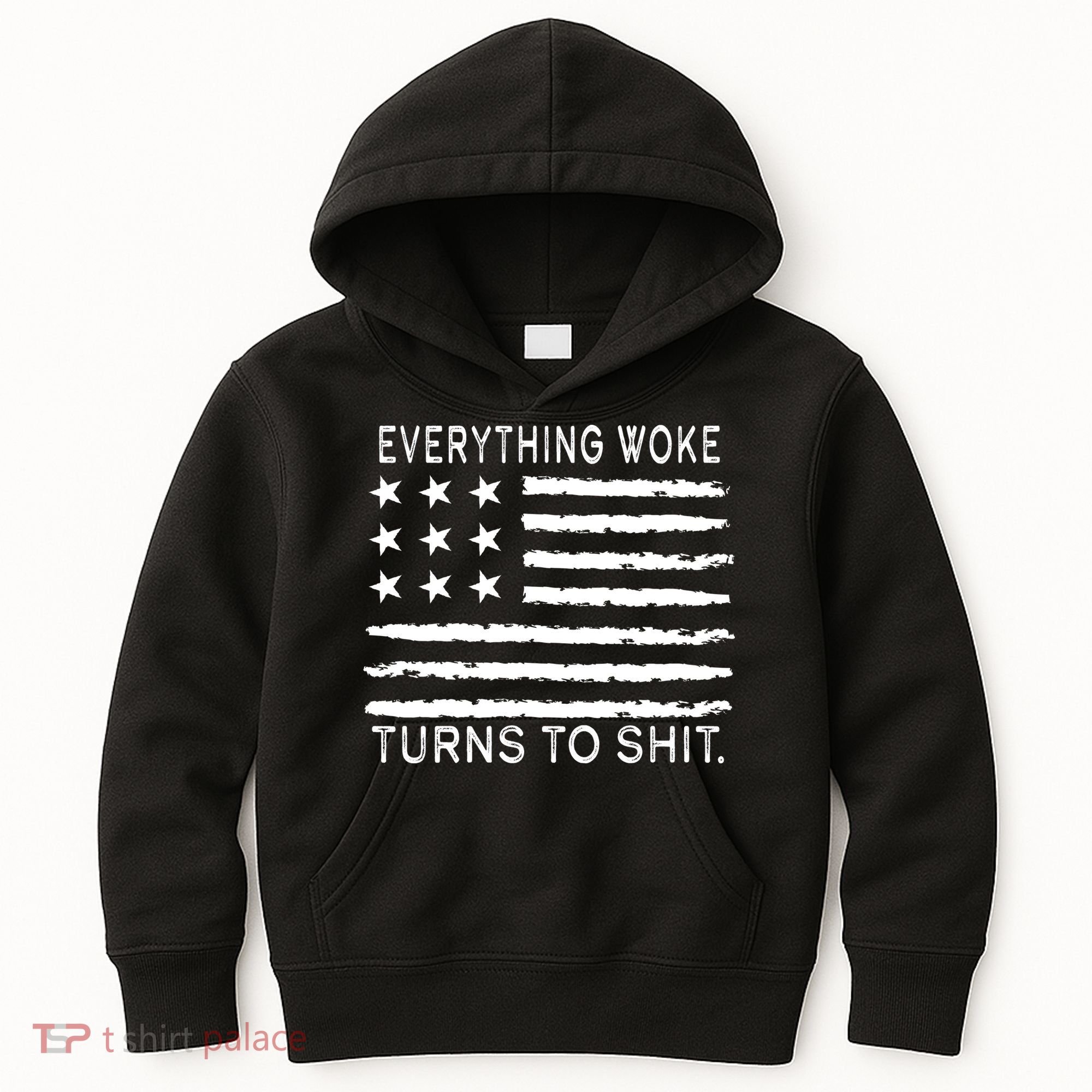 Everything Woke Turns To Shit American Flag Kids Hoodie