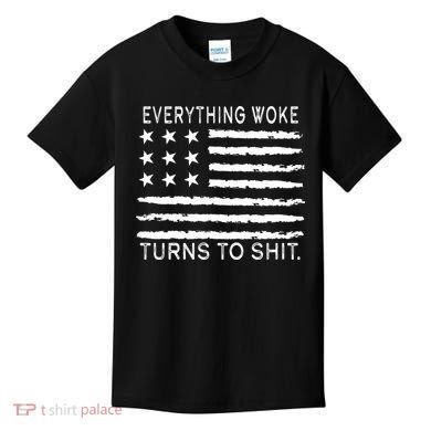 Everything Woke Turns To Shit American Flag Kids T-Shirt