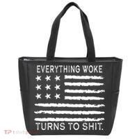 Everything Woke Turns To Shit American Flag Tote Bag thumb 0