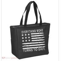 Everything Woke Turns To Shit American Flag Tote Bag thumb 2