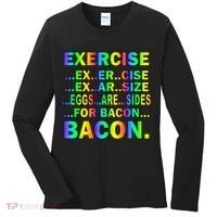 Exercise Eggs Are Sides For Bacon Tie Dye Women's Long Sleeve Shirt thumb 0
