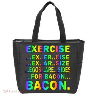 Exercise Eggs Are Sides For Bacon Tie Dye Tote Bag