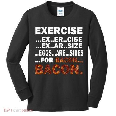 Exercise For Bacon Camouflage Kids Long Sleeve Shirt