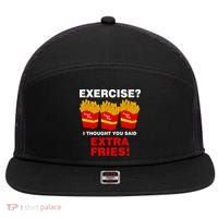 Exercise I Thought You Said French Fries 7 Panel Mesh Trucker Snapback Hat thumb 0