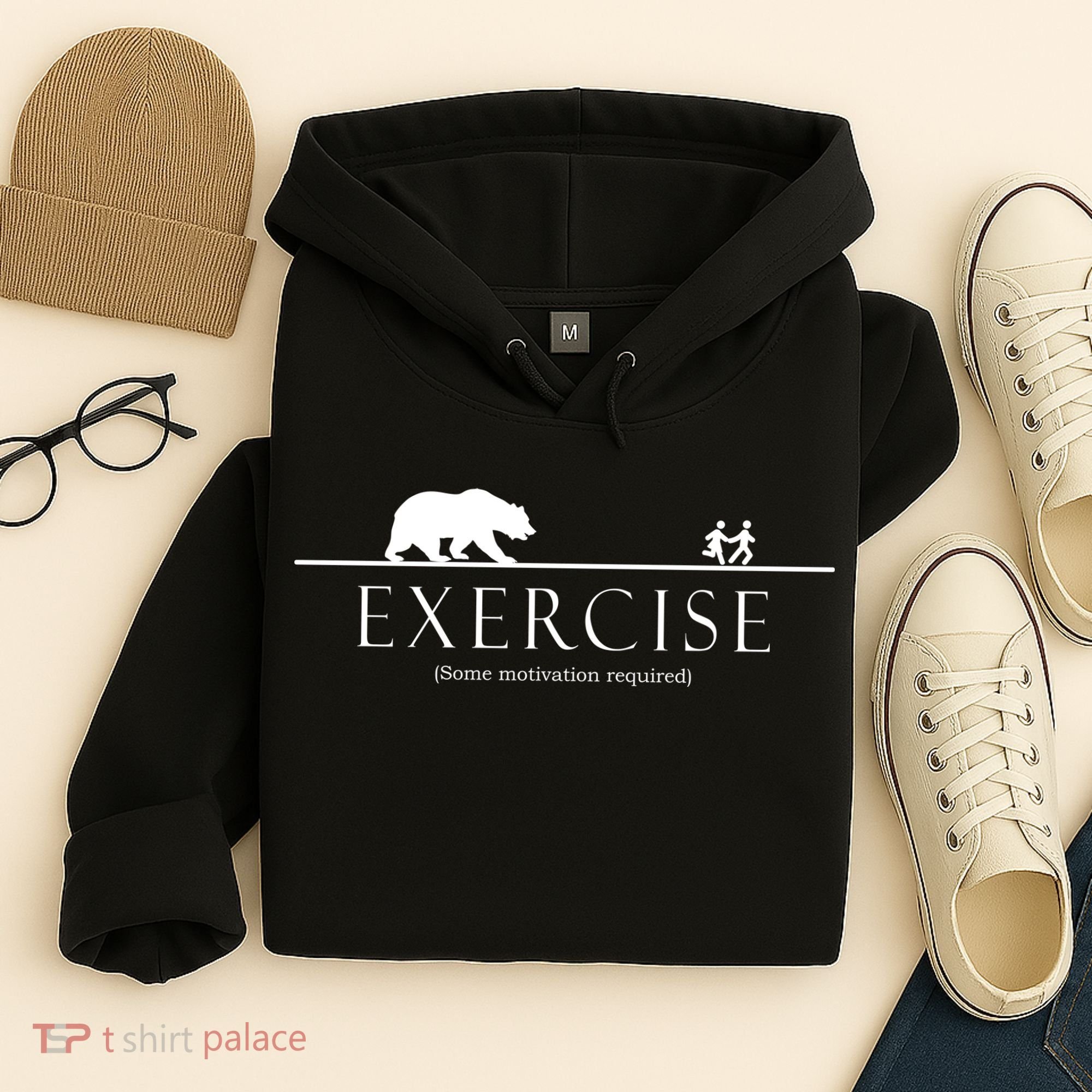 Exercise Some Motivation Required Running from Bear Hoodie