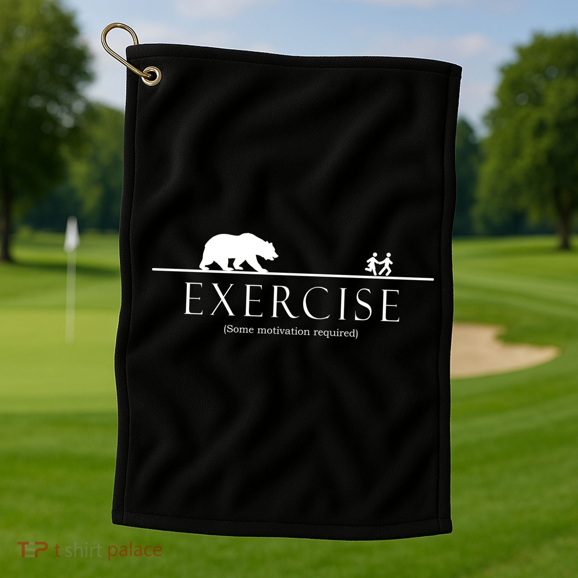 Exercise Some Motivation Required Running from Bear Golf Towel