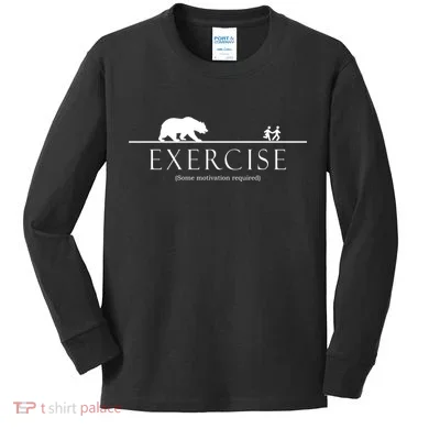 Exercise Some Motivation Required Running from Bear Kids Long Sleeve Shirt