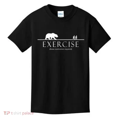 Exercise Some Motivation Required Running from Bear Kids T-Shirt