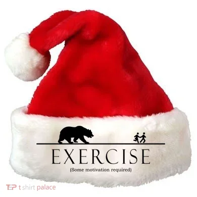 Exercise Some Motivation Required Running from Bear Santa Hat