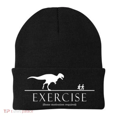 Exercise Some Motivation Required Running from T-Rex Beanie