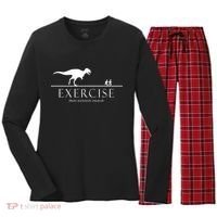 Exercise Some Motivation Required Running from T-Rex Women's Long Sleeve Flannel Pajama Set  thumb 0