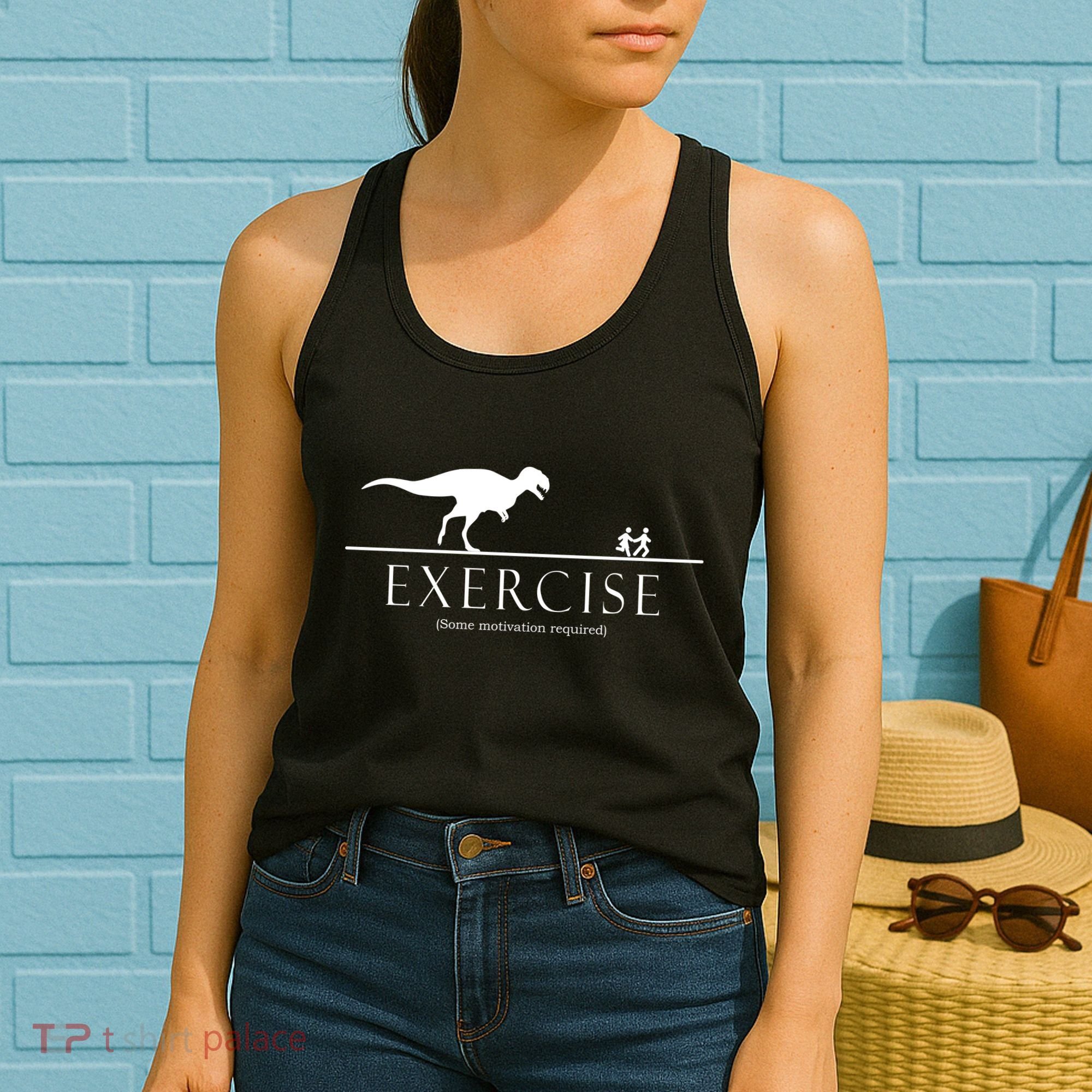 Exercise Some Motivation Required Running from T-Rex Women's Tank Top