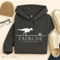 Exercise Some Motivation Required Running from T-Rex Hoodie thumb 4