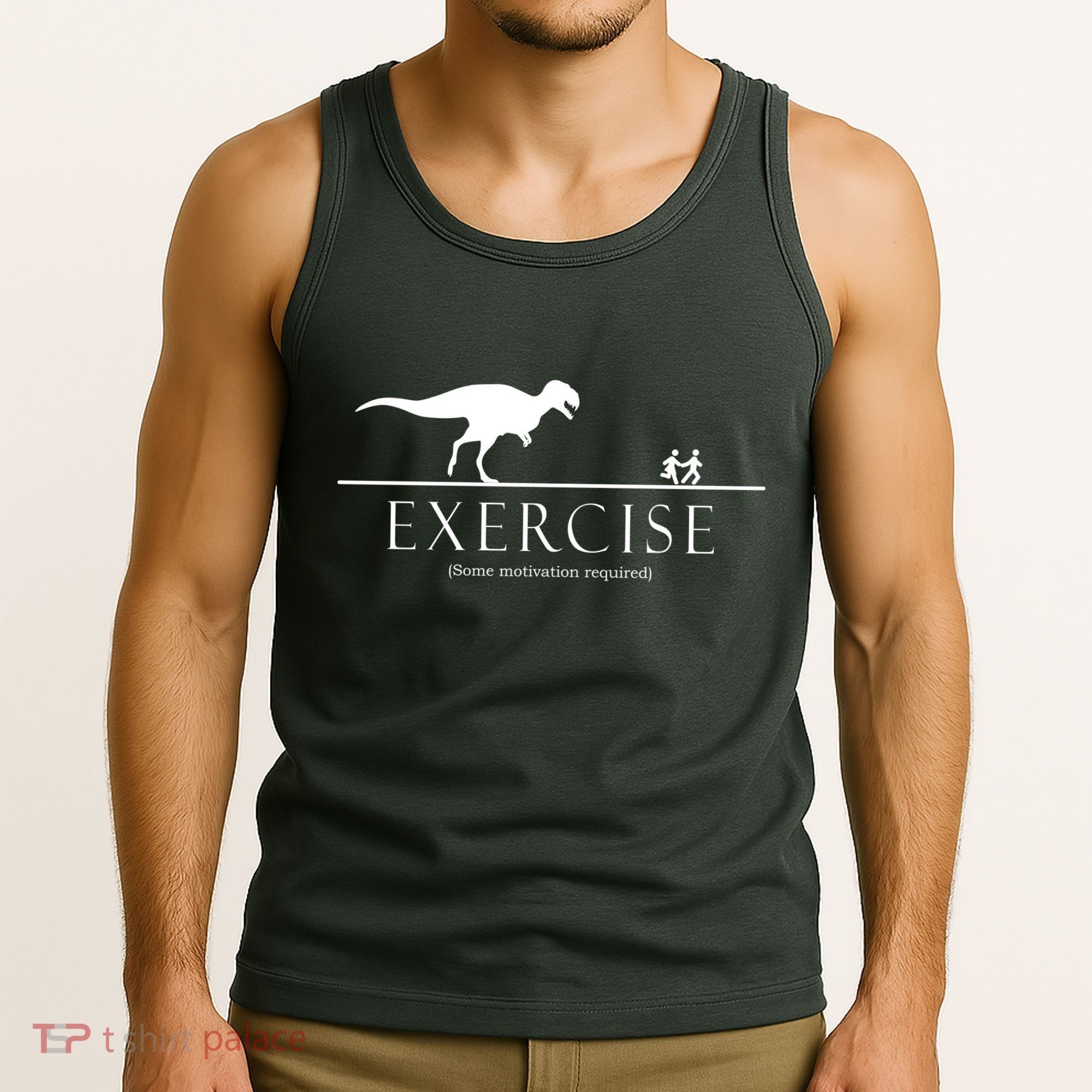 Exercise Some Motivation Required Running from T-Rex Tank Top