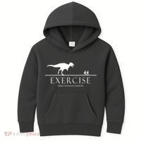 Exercise Some Motivation Required Running from T-Rex Kids Hoodie thumb 0